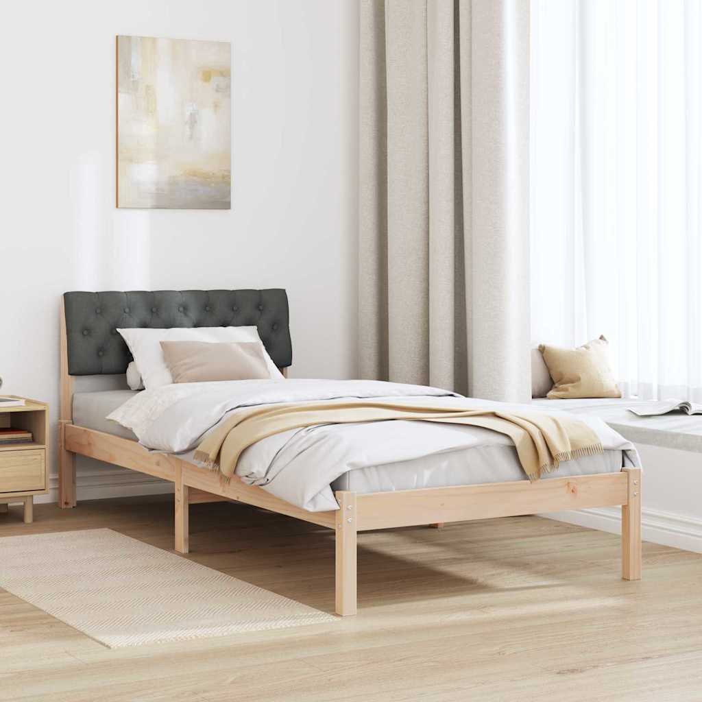 Sengestel brun og mørkegrå 90 x 190 cm Massivt fyrretræ