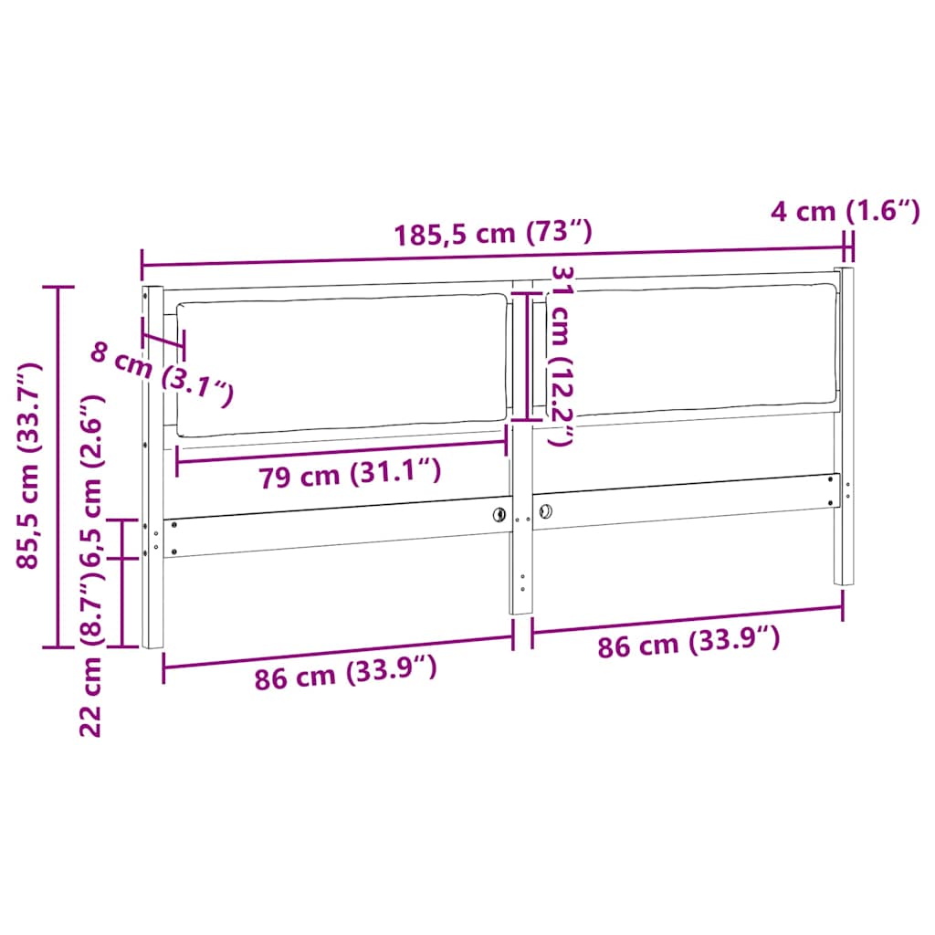 Hovedgærde Andet Hvid 180 cm Massivt fyrretræ