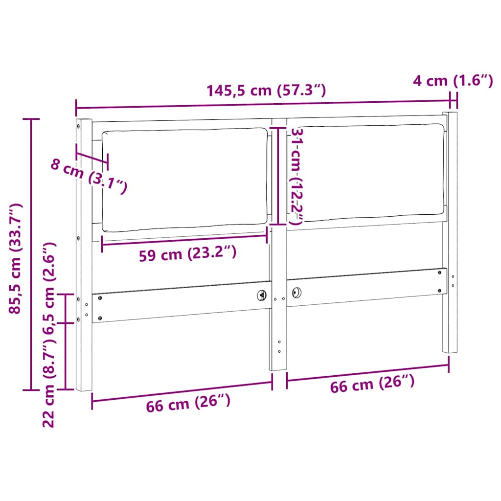 Hovedgærde Andet Brun 140 cm Massivt fyrretræ