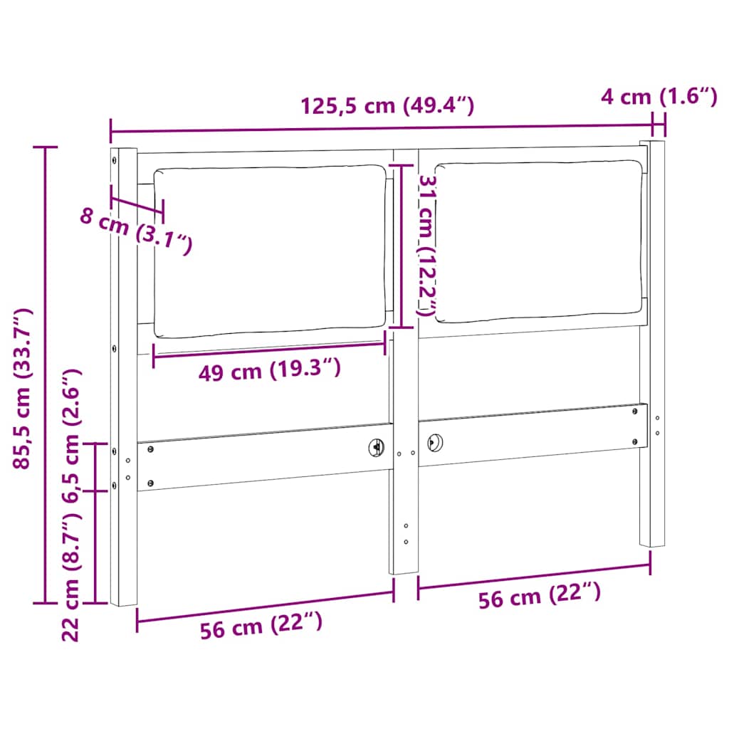 Hovedgærde Andet Brun 120 cm Massivt fyrretræ