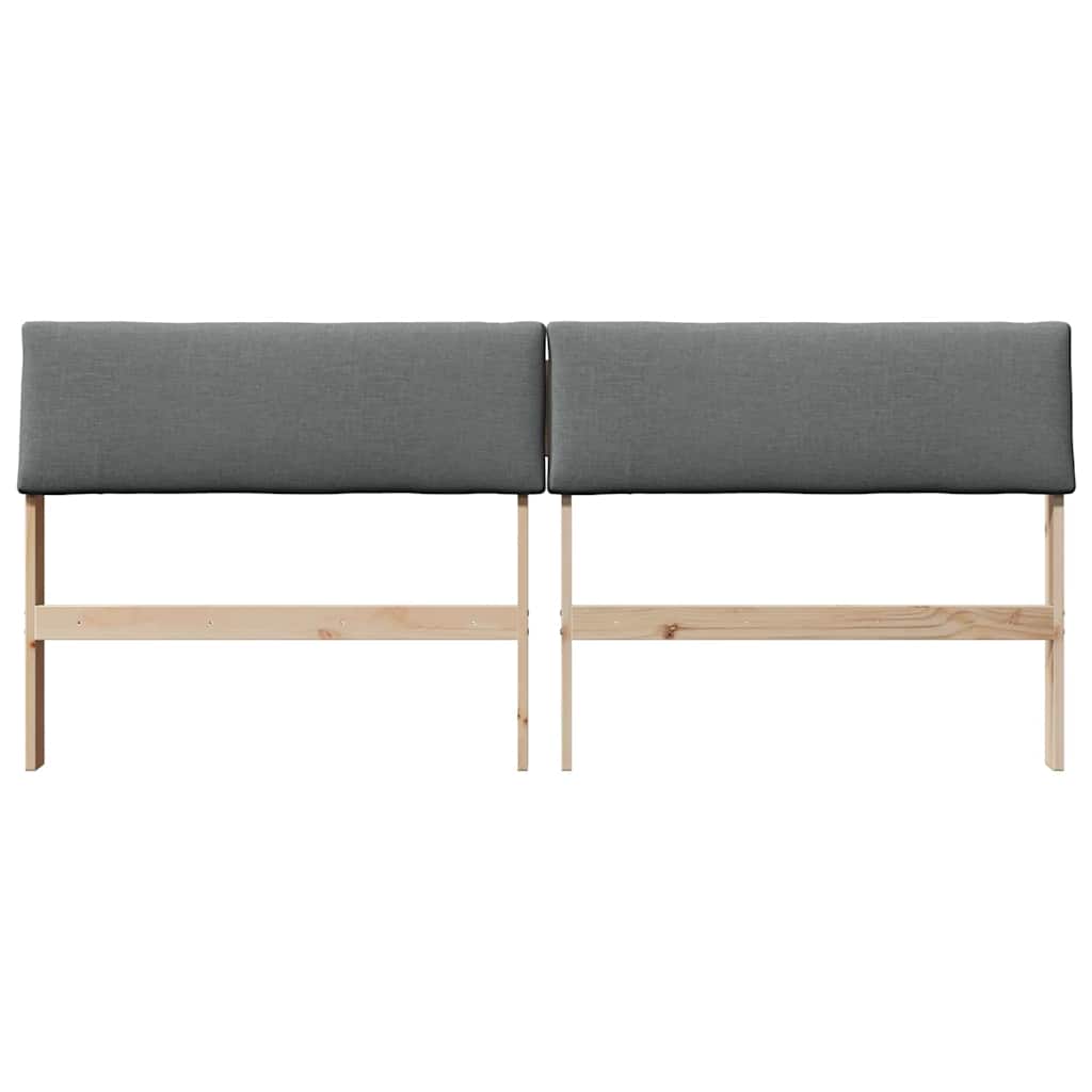 Polstret sengegavl Mørkegrå 200 cm Massiv fyrretræ