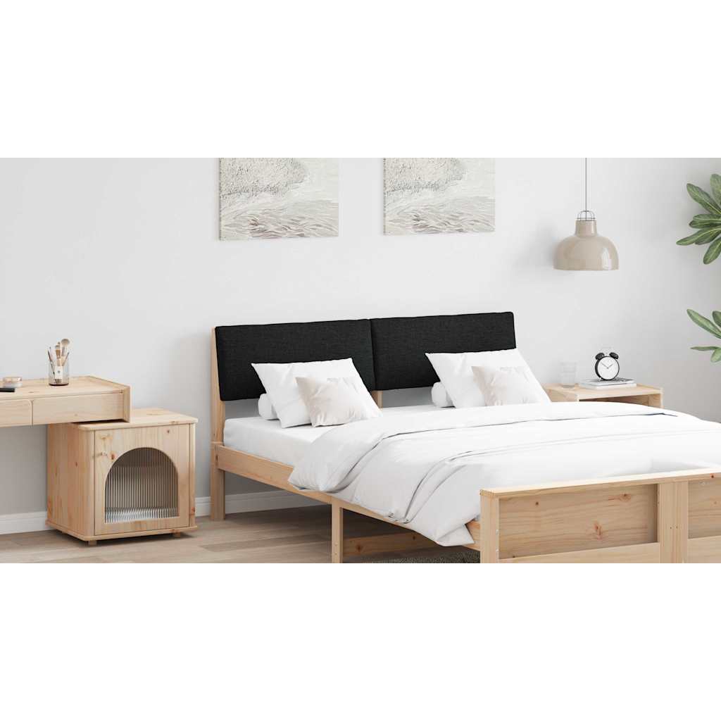 Polstret sengegavl Sort 160 cm Massiv fyrretræ