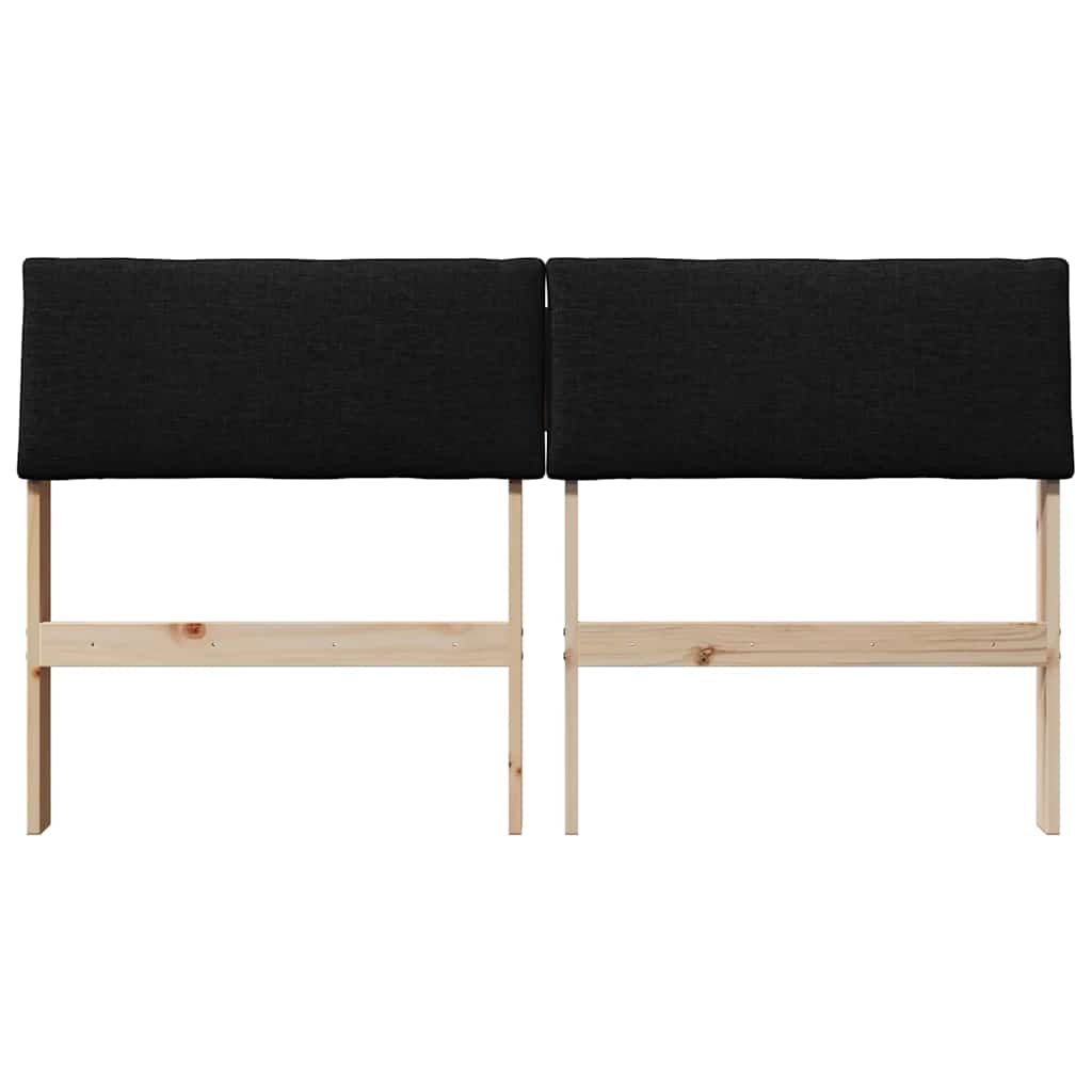 Polstret sengegavl Sort 160 cm Massiv fyrretræ