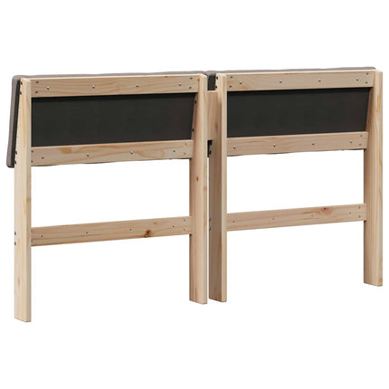 Polstret sengegavl Gråbrun 150 cm Massiv fyrretræ