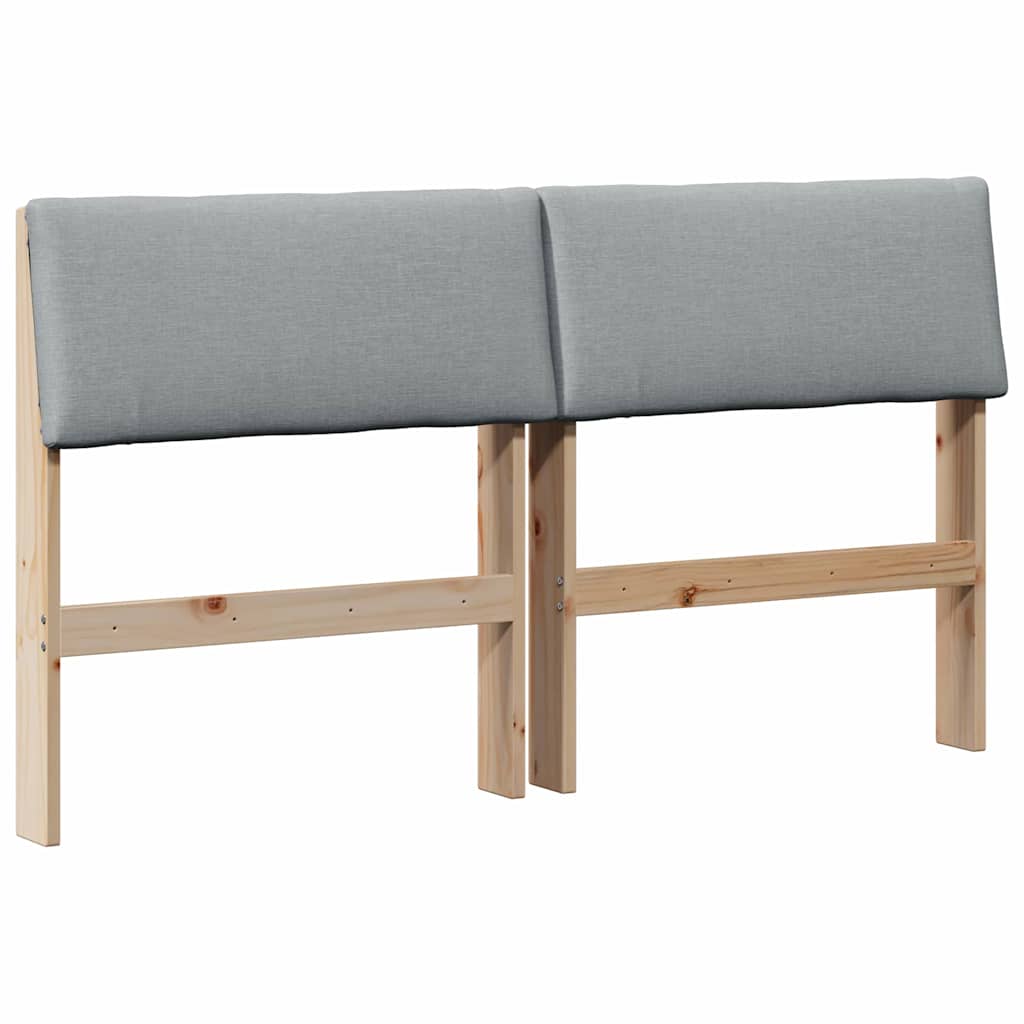 Polstret sengegavl Lysegrå 140 cm Massiv fyrretræ