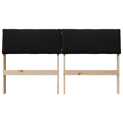 Polstret sengegavl Sort 140 cm Massiv fyrretræ