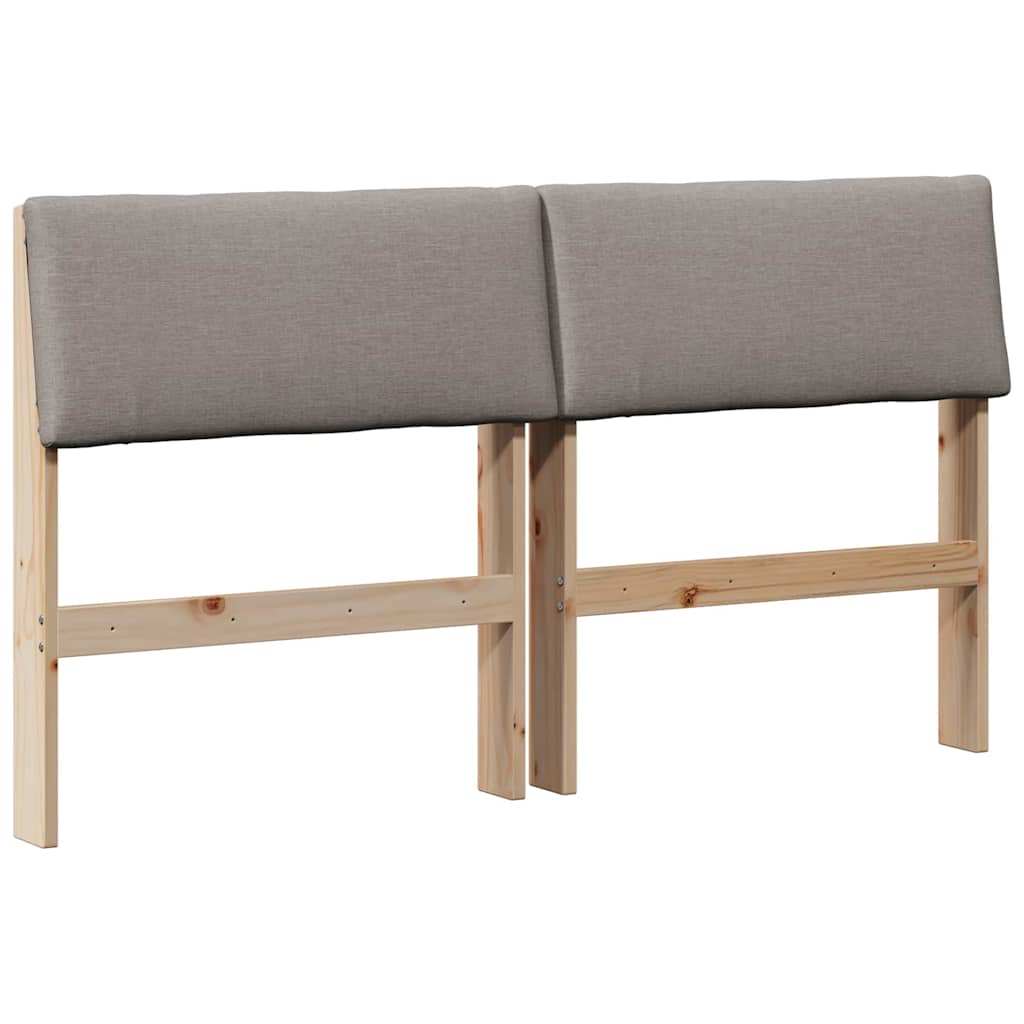 Polstret sengegavl Gråbrun 140 cm Massiv fyrretræ