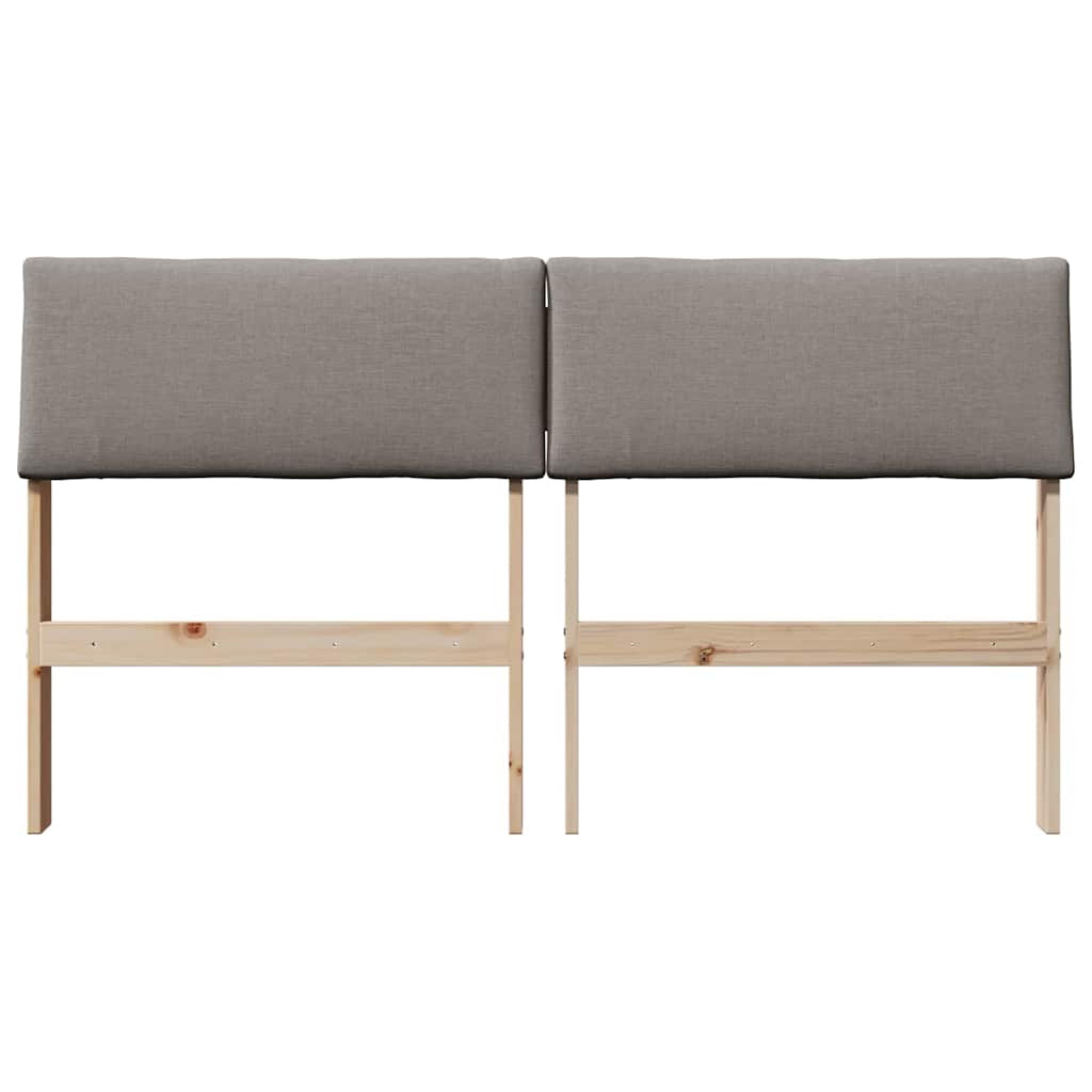 Polstret sengegavl Gråbrun 140 cm Massiv fyrretræ