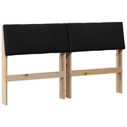 Polstret sengegavl Sort 135 cm Massiv fyrretræ