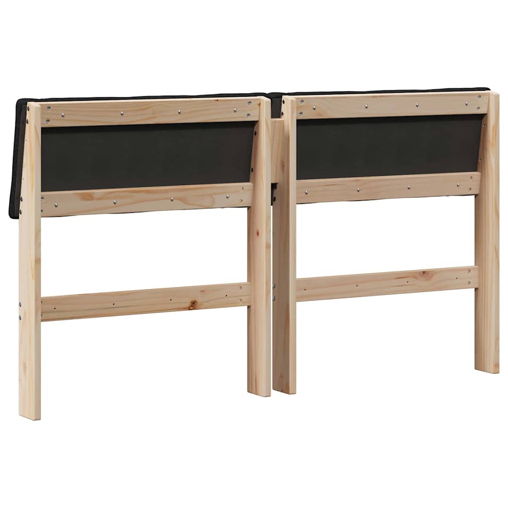 Polstret sengegavl Sort 135 cm Massiv fyrretræ