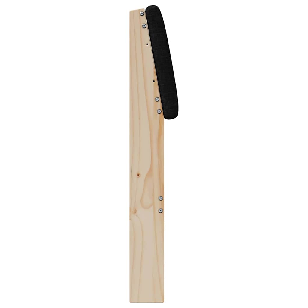 Polstret sengegavl Sort 135 cm Massiv fyrretræ