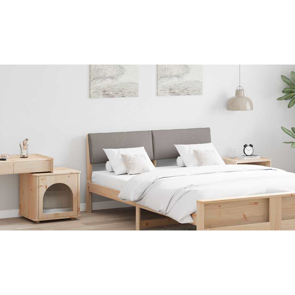 Polstret sengegavl Gråbrun 135 cm Massiv fyrretræ