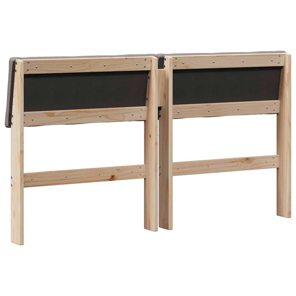 Polstret sengegavl Gråbrun 135 cm Massiv fyrretræ