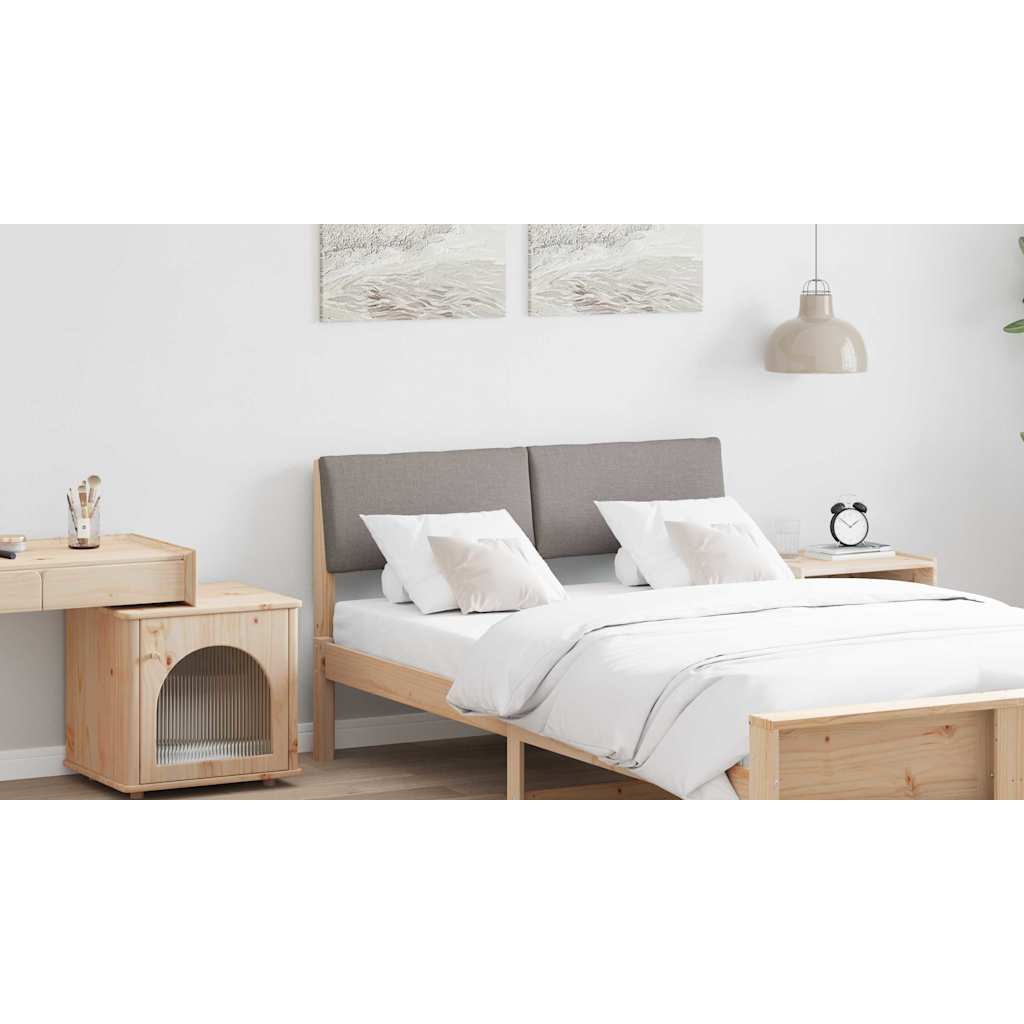 Polstret sengegavl Gråbrun 120 cm Massiv fyrretræ