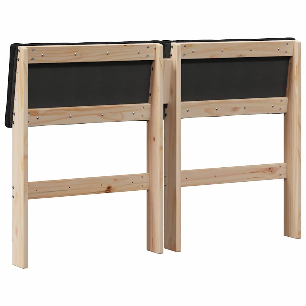 Polstret sengegavl Gråbrun 120 cm Massiv fyrretræ