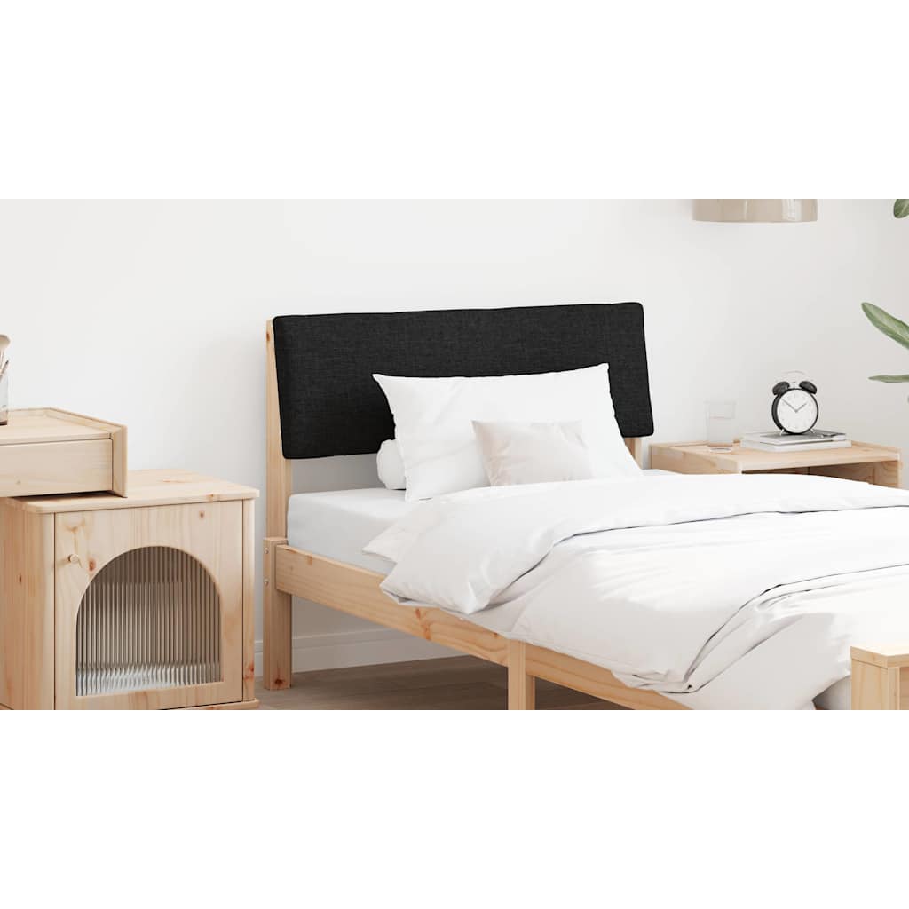 Polstret sengegavl Sort 100 cm Massiv fyrretræ