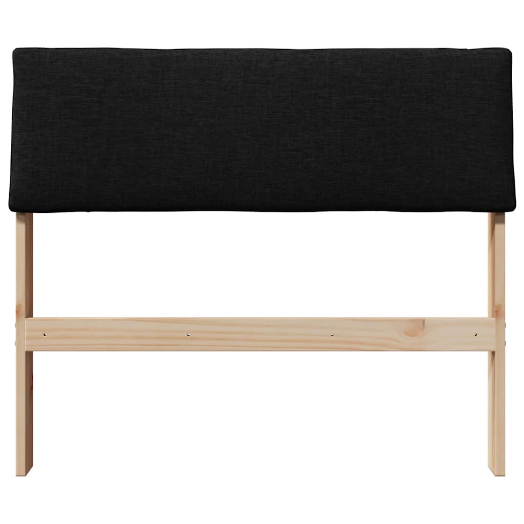 Polstret sengegavl Sort 90 cm Massiv fyrretræ
