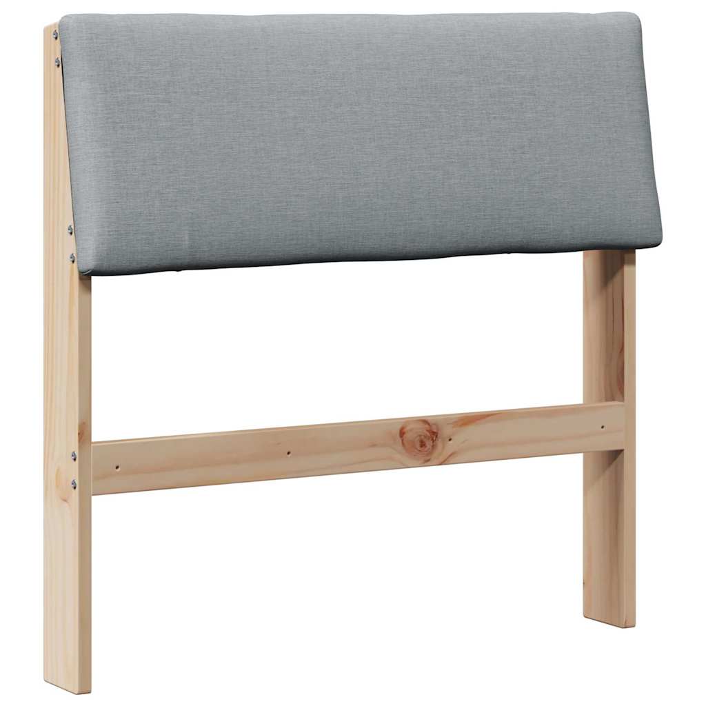 Polstret sengegavl Lysegrå 80 cm Massiv fyrretræ