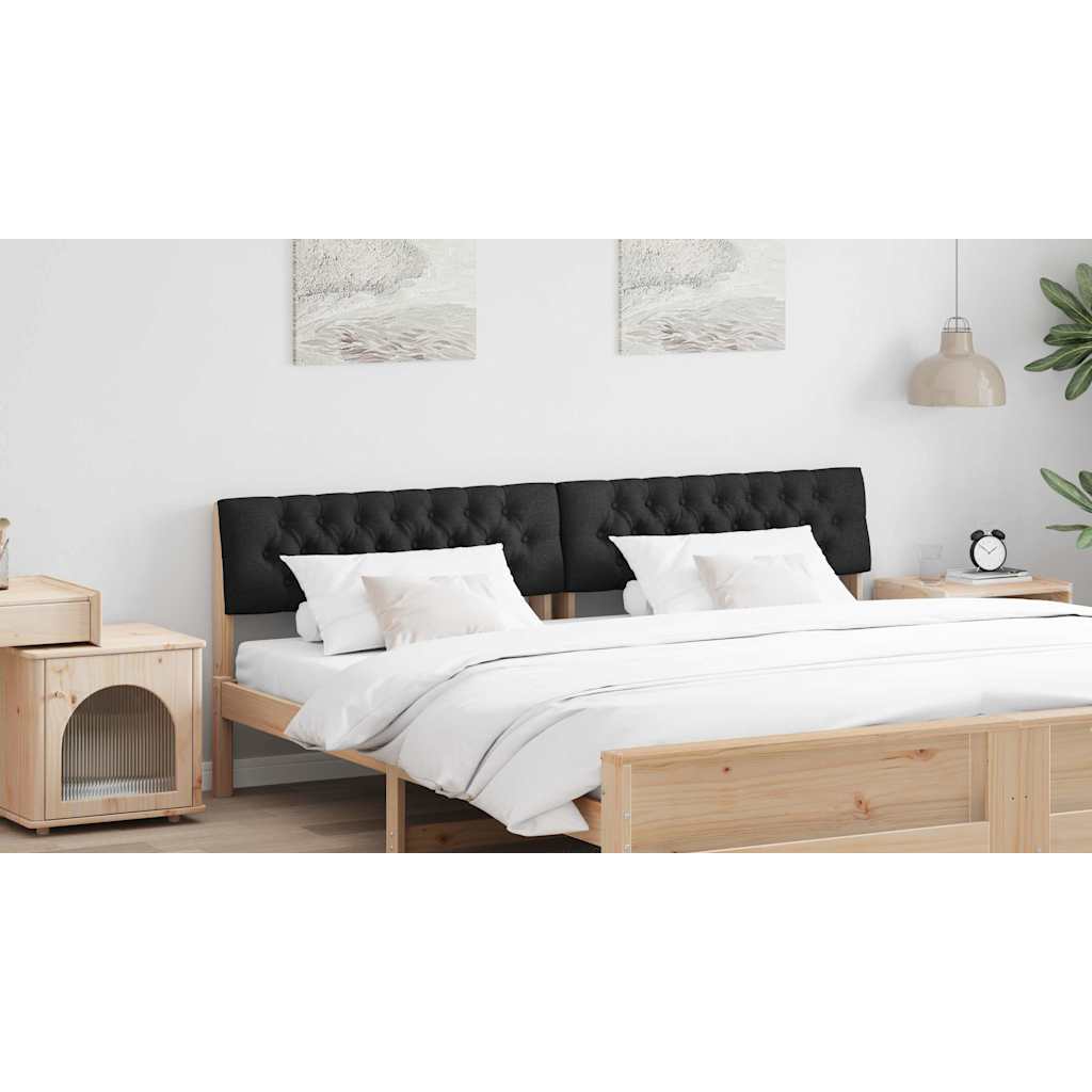 Polstret sengegavl Sort 200 cm Massiv fyrretræ