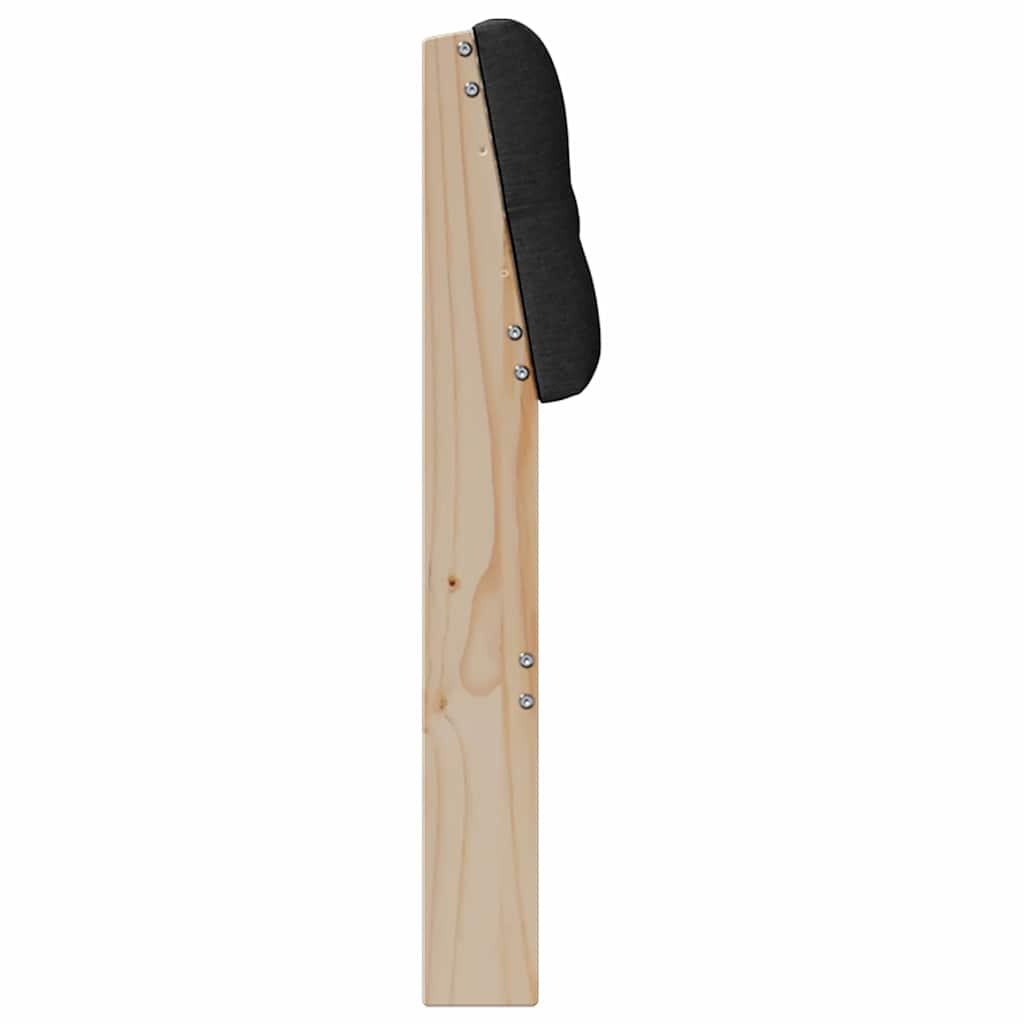 Polstret sengegavl Sort 200 cm Massiv fyrretræ