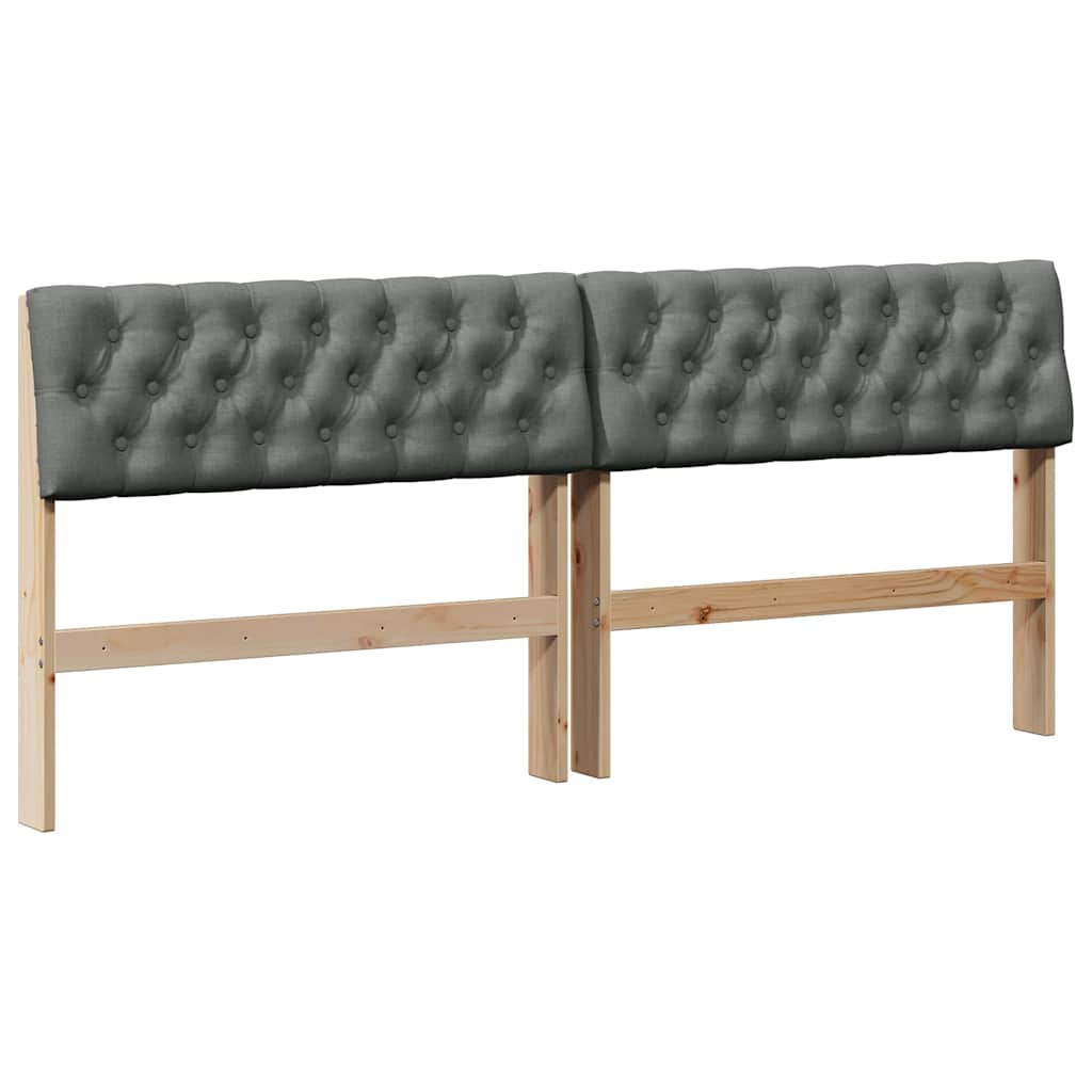 Polstret sengegavl Mørkegrå 180 cm Massiv fyrretræ