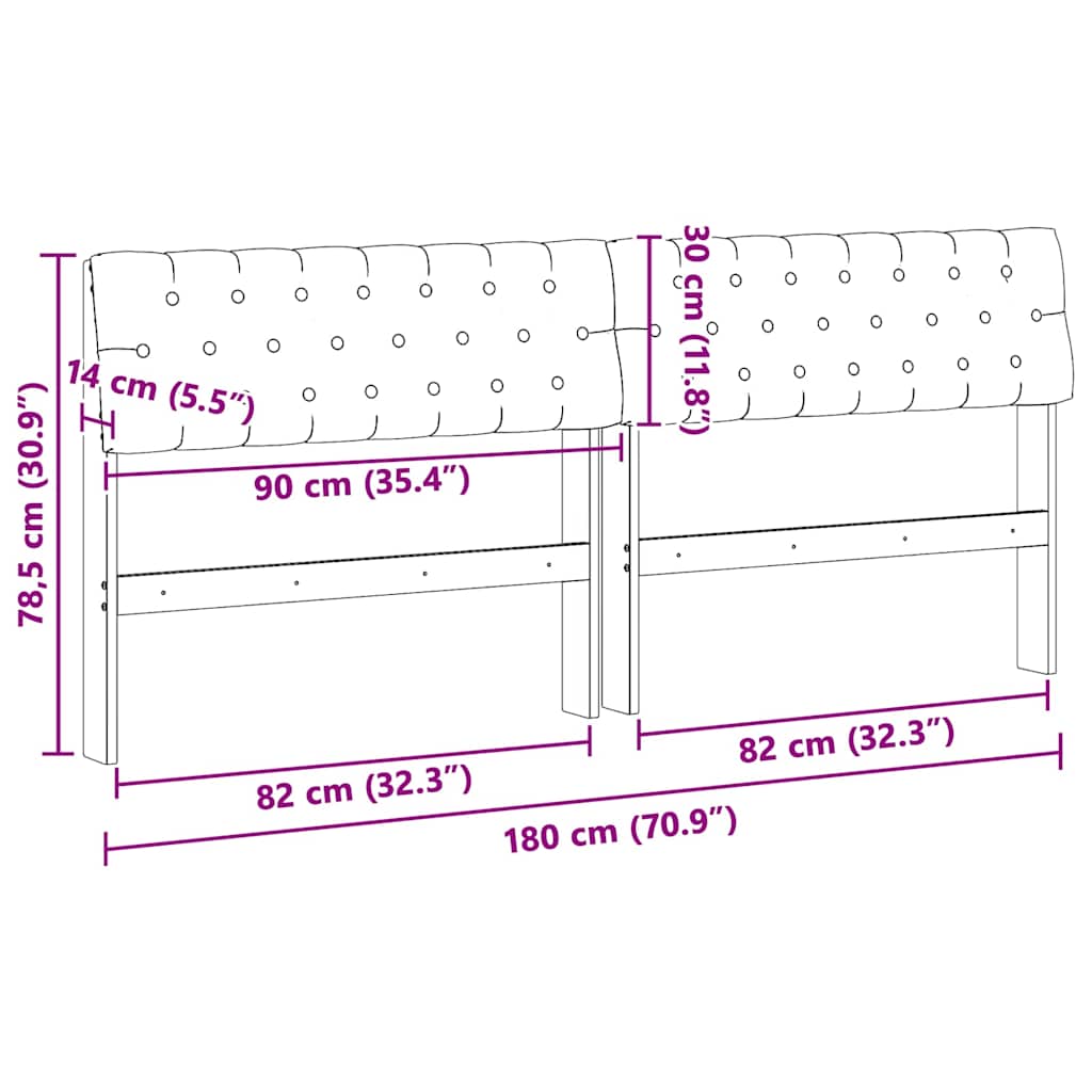 Polstret sengegavl Mørkegrå 180 cm Massiv fyrretræ