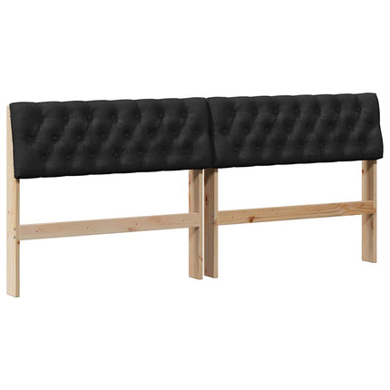 Polstret sengegavl Sort 180 cm Massiv fyrretræ