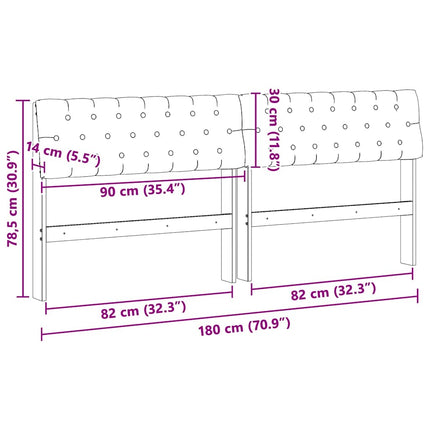 Polstret sengegavl Sort 180 cm Massiv fyrretræ