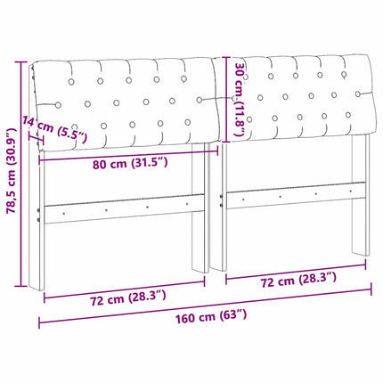 Polstret sengegavl Sort 160 cm Massiv fyrretræ