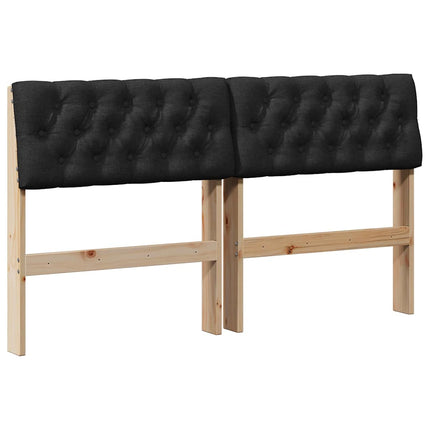 Polstret sengegavl Sort 150 cm Massiv fyrretræ