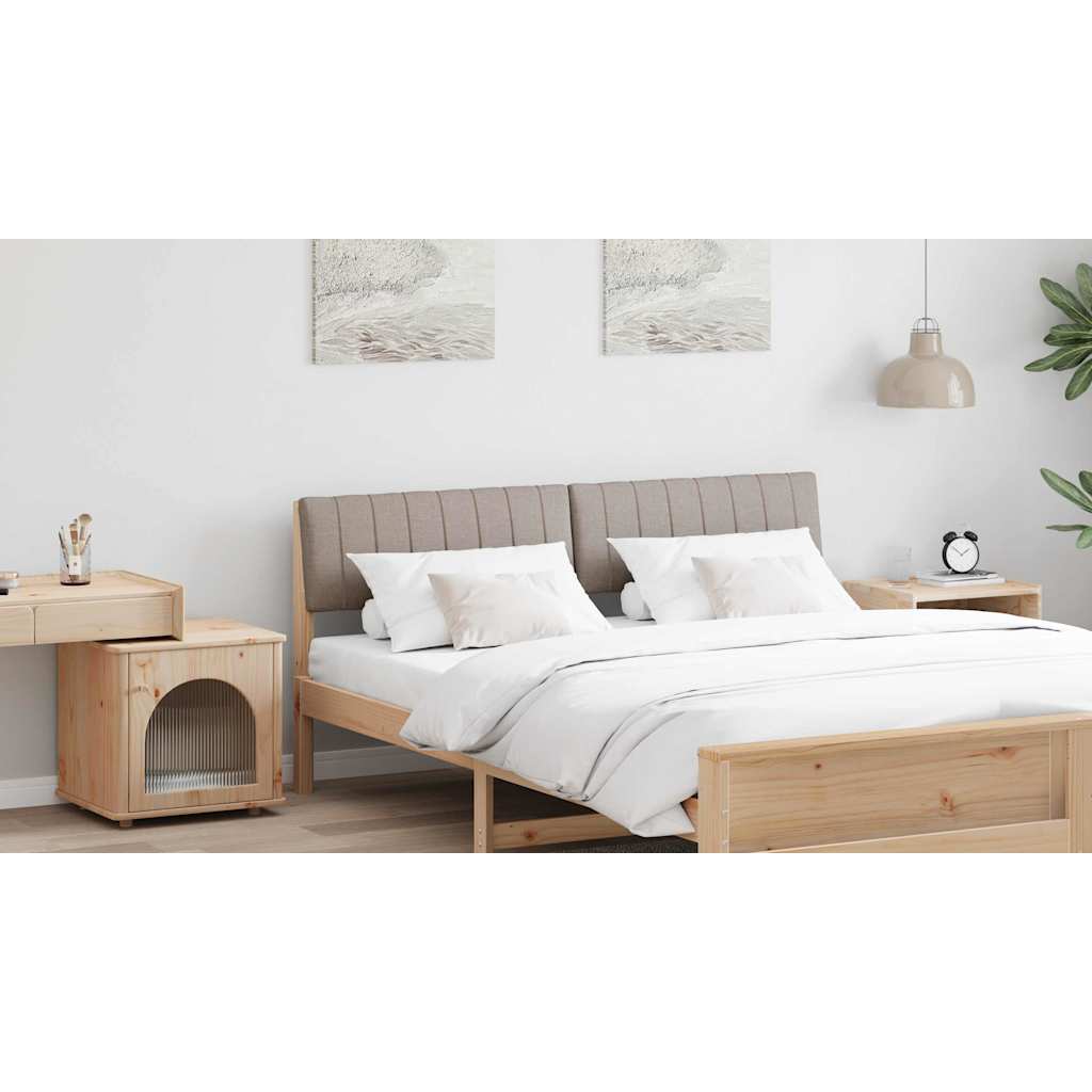 Polstret sengegavl Gråbrun 160 cm Massiv fyrretræ