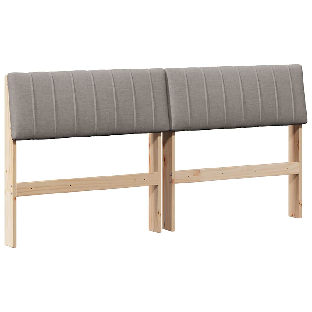 Polstret sengegavl Gråbrun 160 cm Massiv fyrretræ