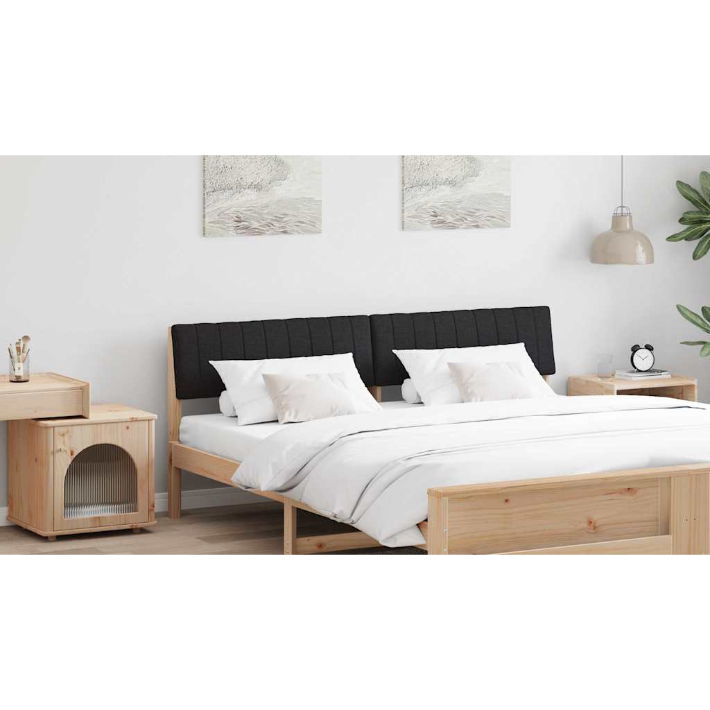 Polstret sengegavl Sort 150 cm Massiv fyrretræ