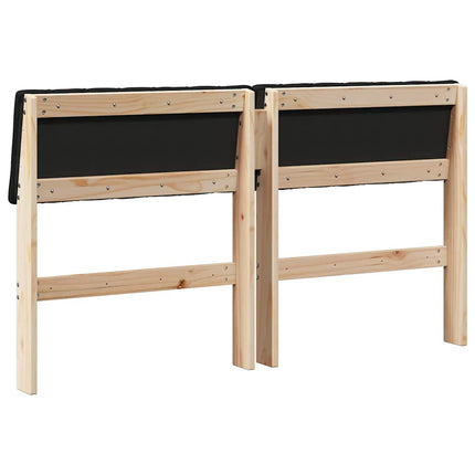 Polstret sengegavl Sort 135 cm Massiv fyrretræ