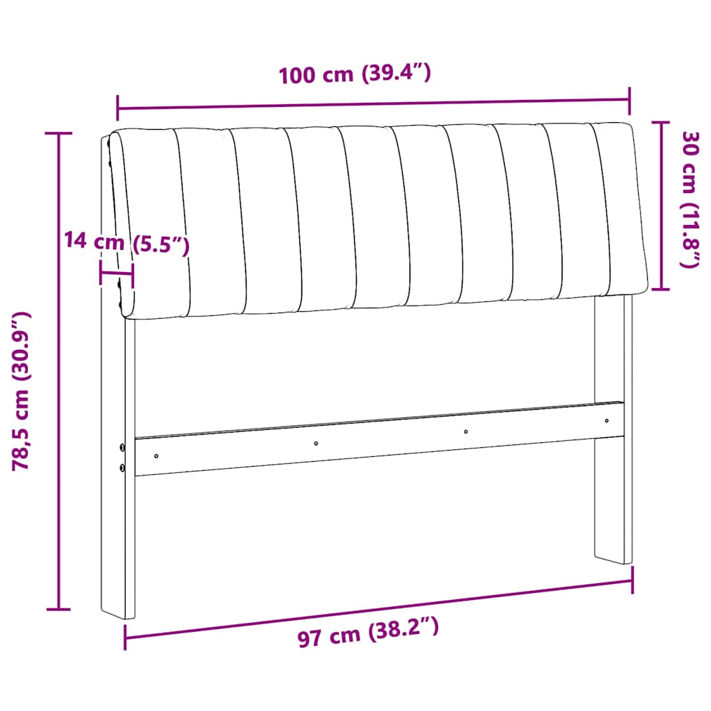 Polstret sengegavl Lysegrå 100 cm Massiv fyrretræ