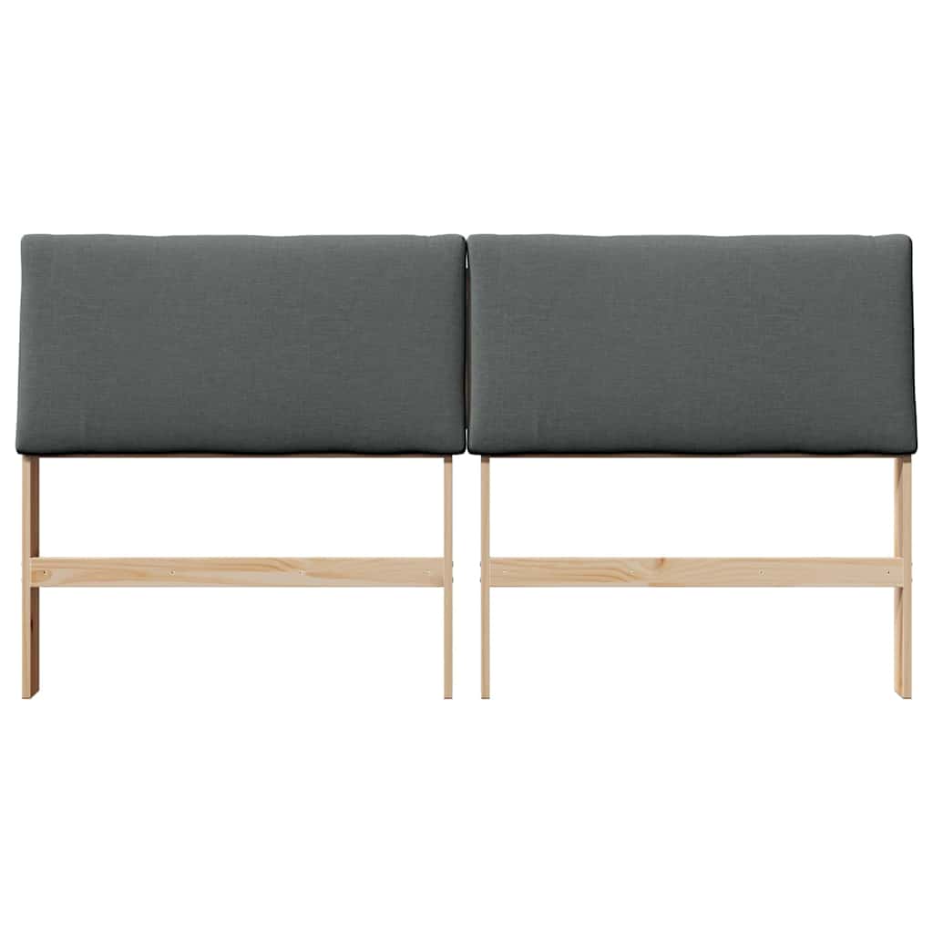 Polstret sengegavl Mørkegrå 200 cm Massiv fyrretræ