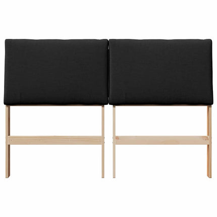 Polstret sengegavl Sort 140 cm Massiv fyrretræ