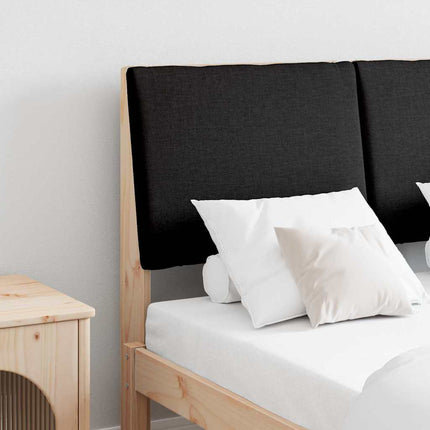 Polstret sengegavl Sort 135 cm Massiv fyrretræ