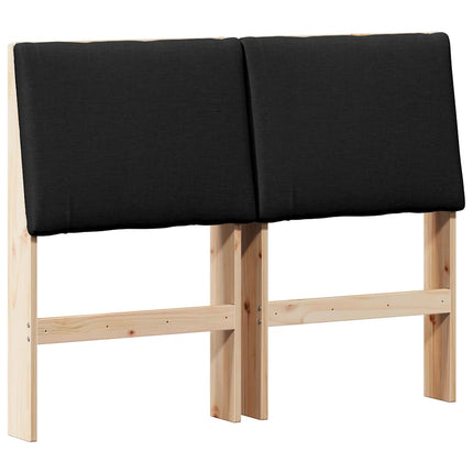 Polstret sengegavl Sort 135 cm Massiv fyrretræ