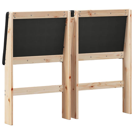 Polstret sengegavl Sort 135 cm Massiv fyrretræ