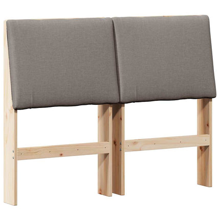 Polstret sengegavl Gråbrun 135 cm Massiv fyrretræ