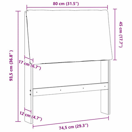 Polstret sengegavl Sort 80 cm Massiv fyrretræ