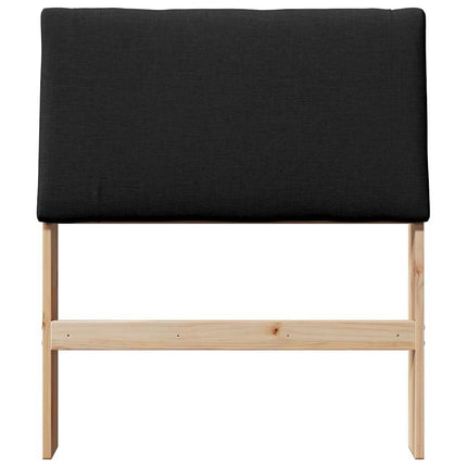 Polstret sengegavl Sort 75 cm Massiv fyrretræ
