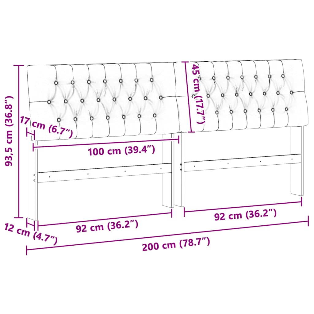 Polstret sengegavl Lysegrå 200 cm Massiv fyrretræ
