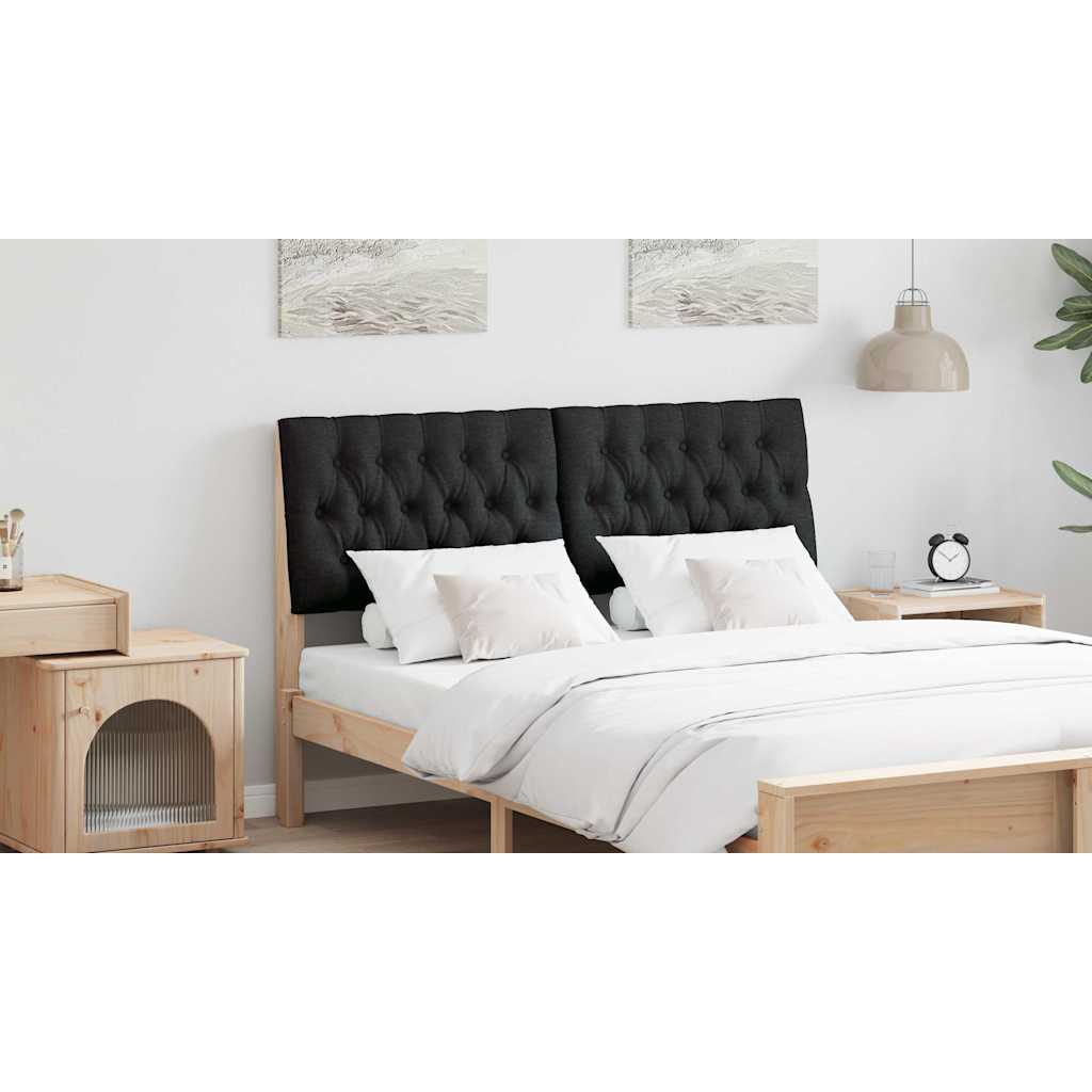 Polstret sengegavl Sort 160 cm Massiv fyrretræ