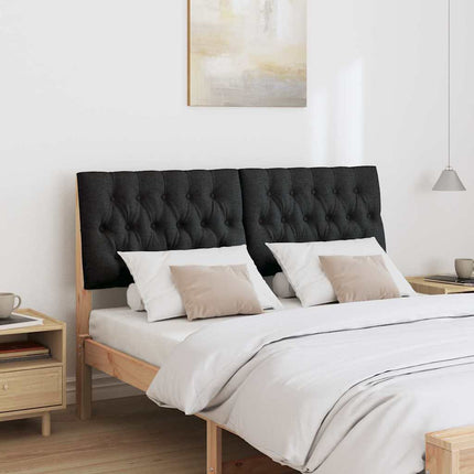 Polstret sengegavl Sort 160 cm Massiv fyrretræ