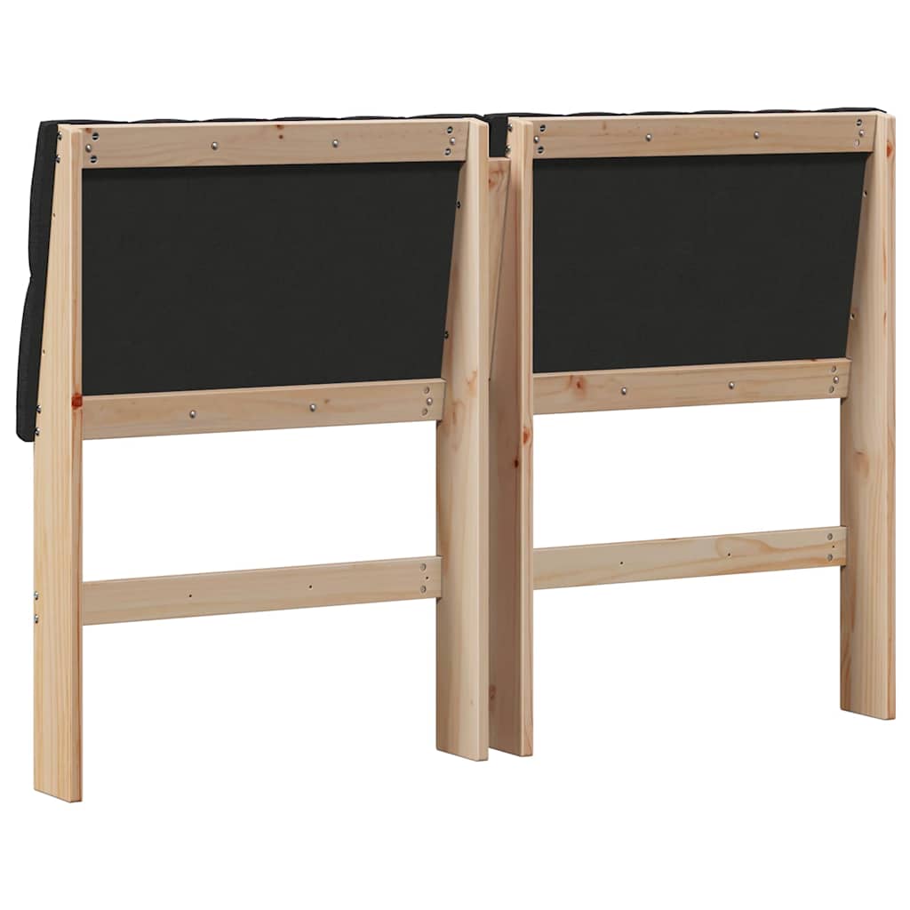 Polstret sengegavl Sort 140 cm Massiv fyrretræ