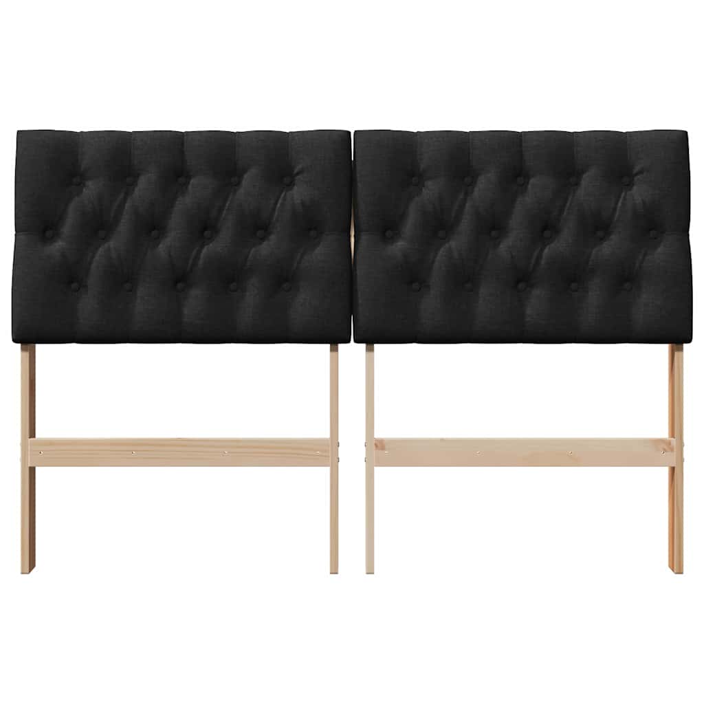 Polstret sengegavl Sort 140 cm Massiv fyrretræ
