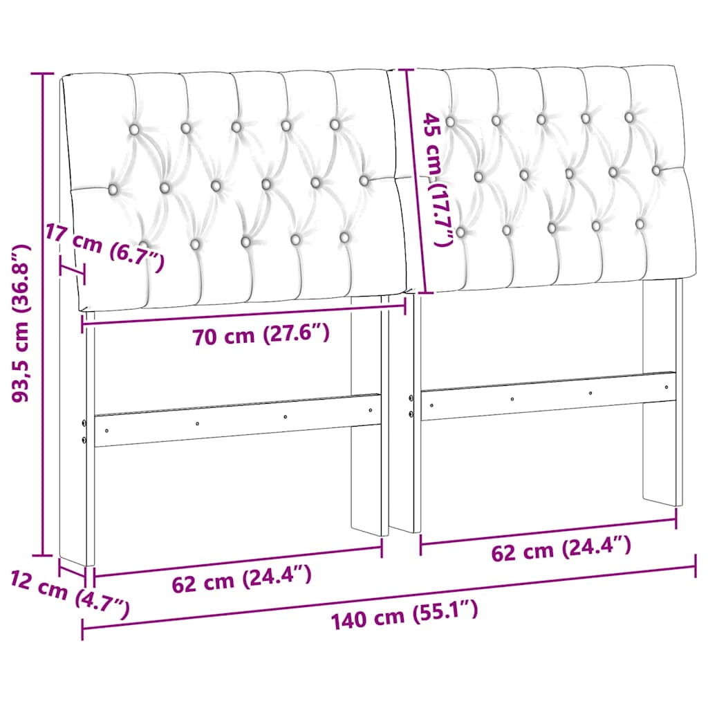 Polstret sengegavl Sort 140 cm Massiv fyrretræ