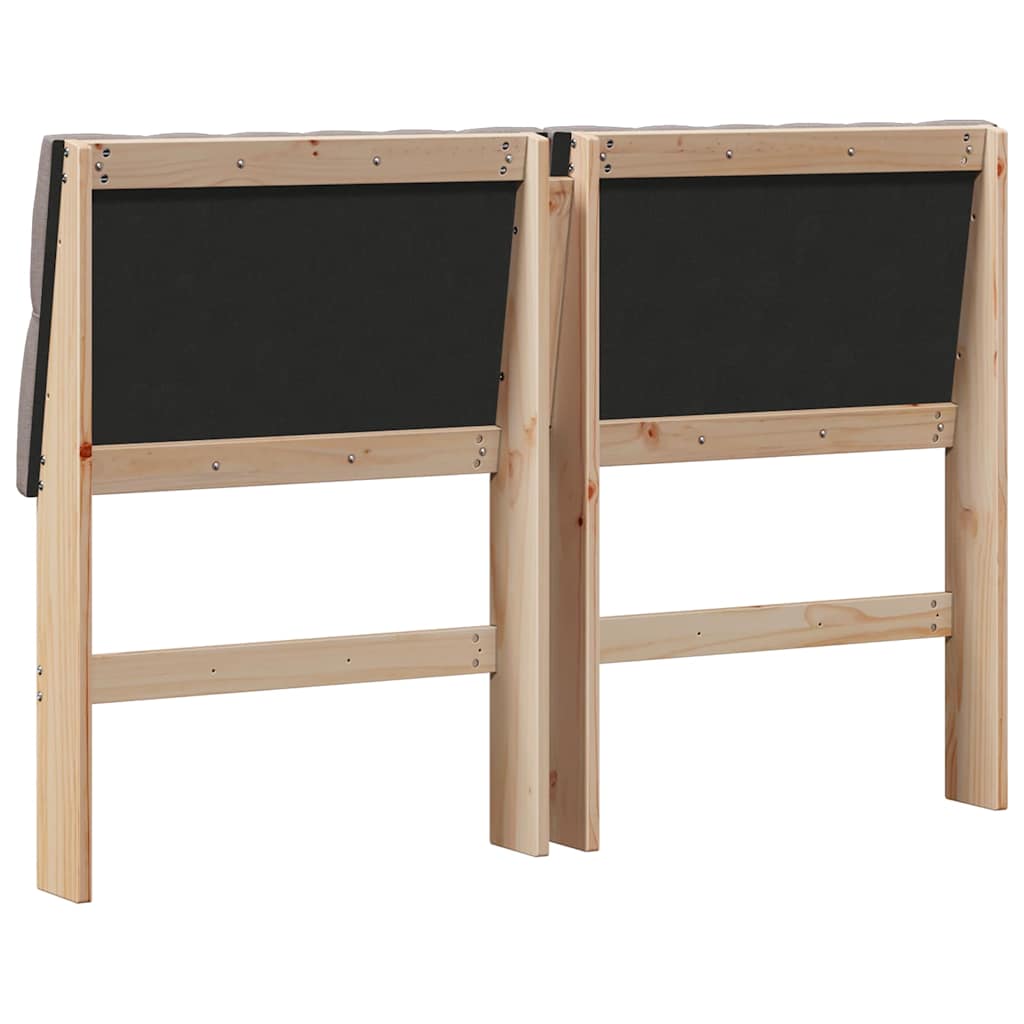 Polstret sengegavl Gråbrun 140 cm Massiv fyrretræ